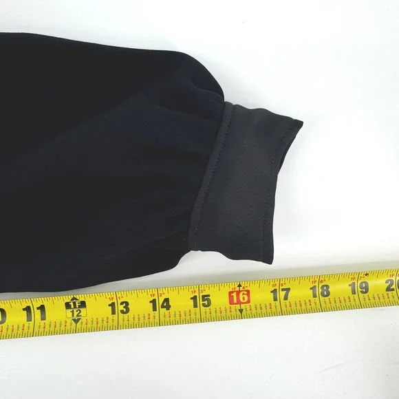 ST. JOHN‎ Black Crepe Silk Blend Long Sleeve Collared Shirt Dress Drawstring 12 - Picture 7 of 9